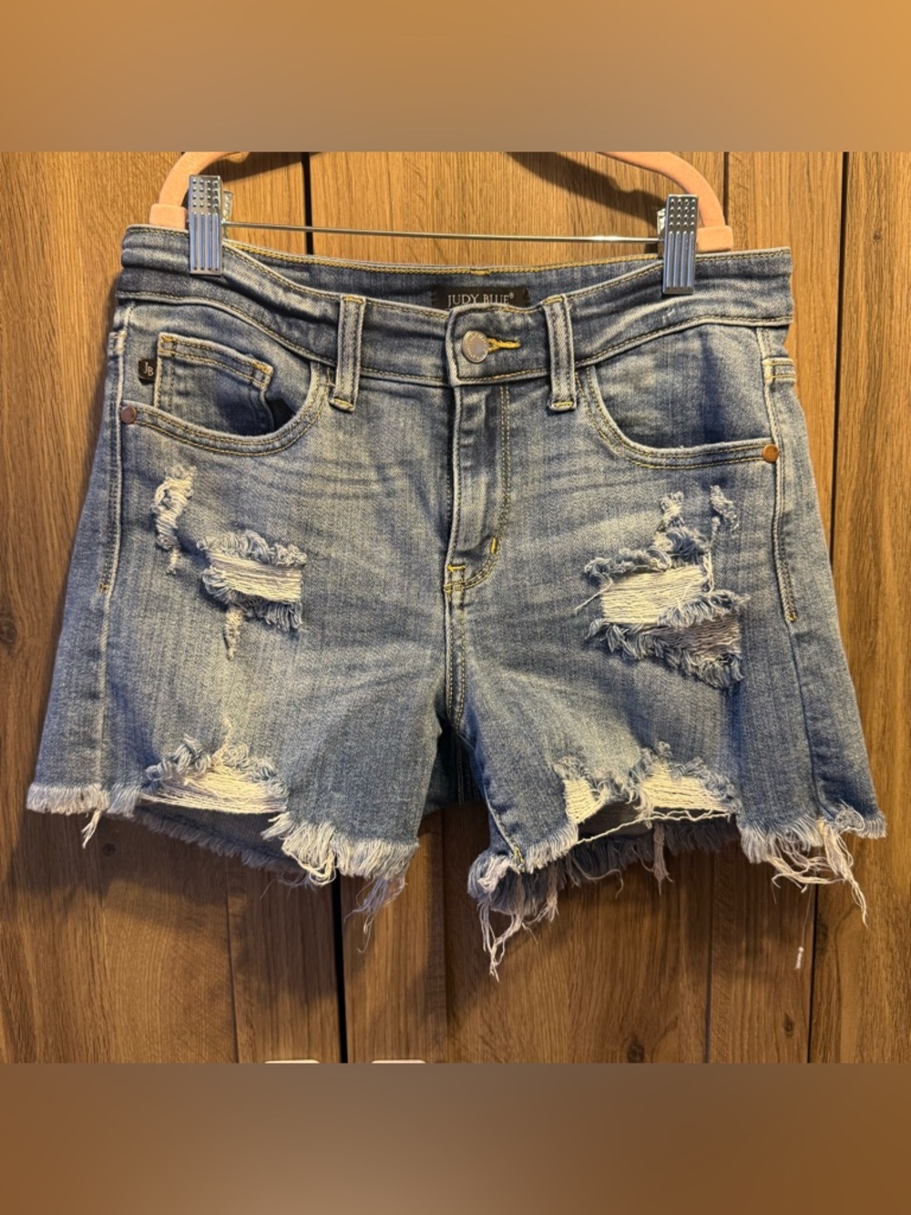 Judy Blue Mid Rise Cutoff Distressed Denim Shorts Size Small